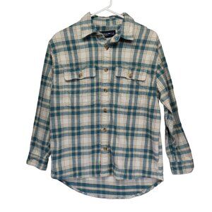 Abercrombie & Fitch Men’s 90’s Oversized Flannel Shirt Size S Plaid Green Tan‎